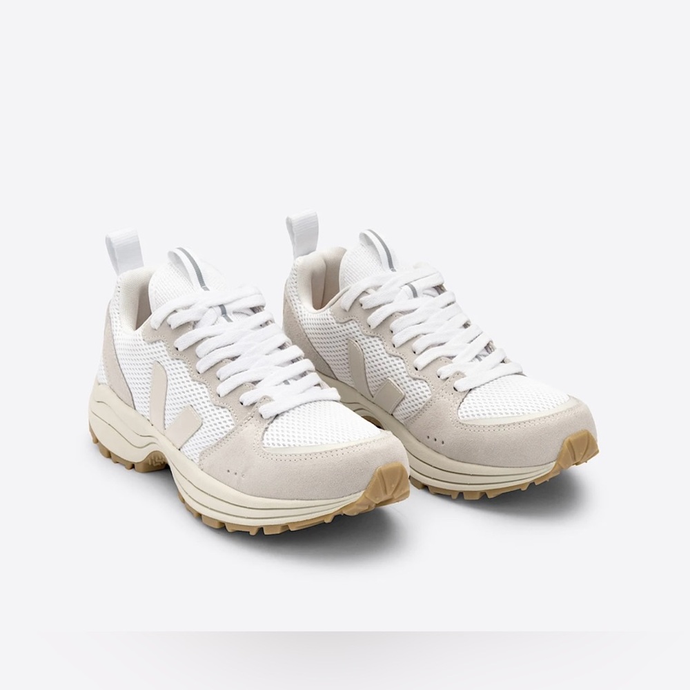 Veja White and Beige Athletic Sneakers